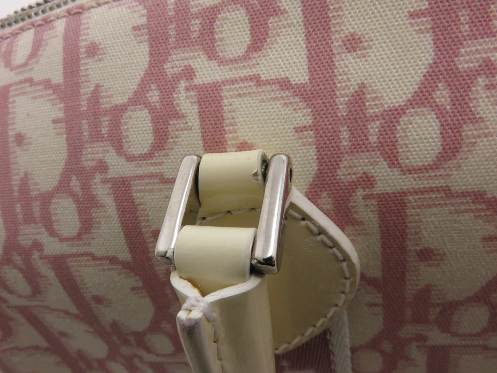 Christian Dior Trotta Boston Bag Pink Beige Cream Canvas